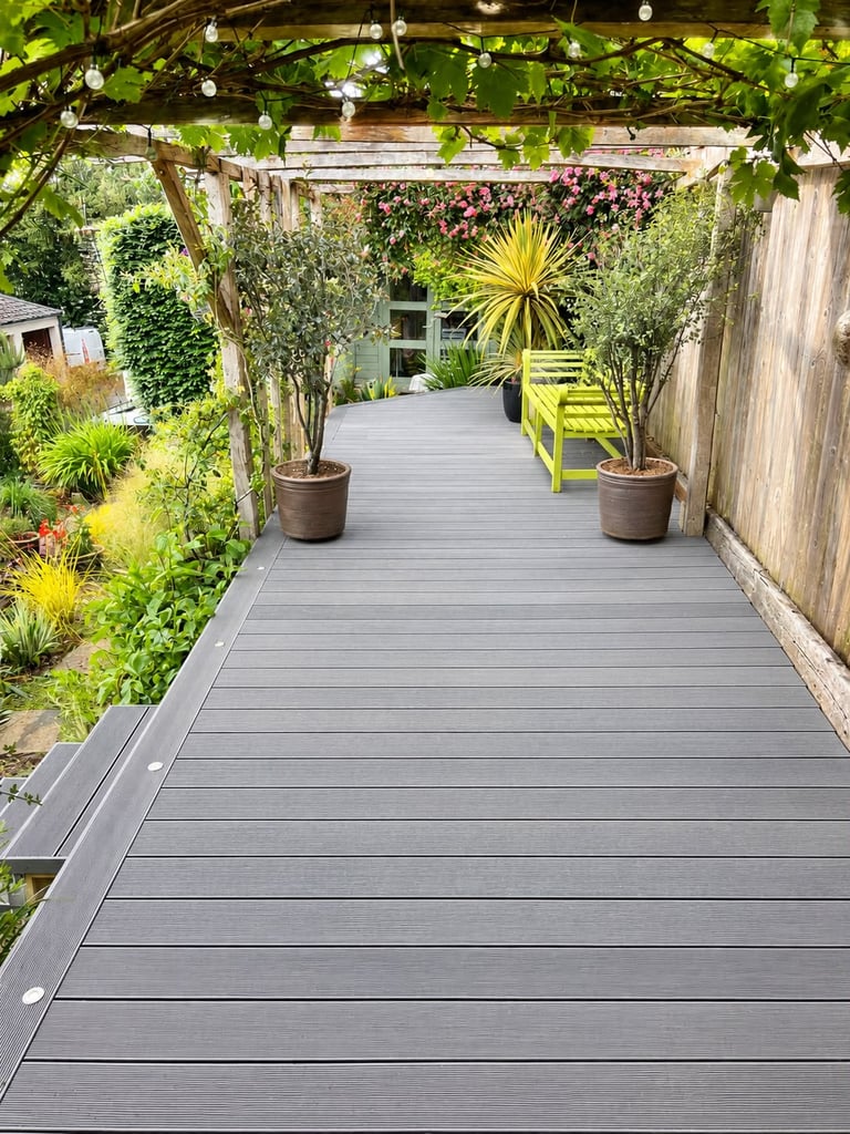 Timber decking completed by PC Landscaping in South Devon
