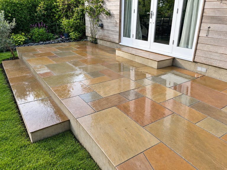 Indian Sandstone Patios by PC Landscaping in Paignton