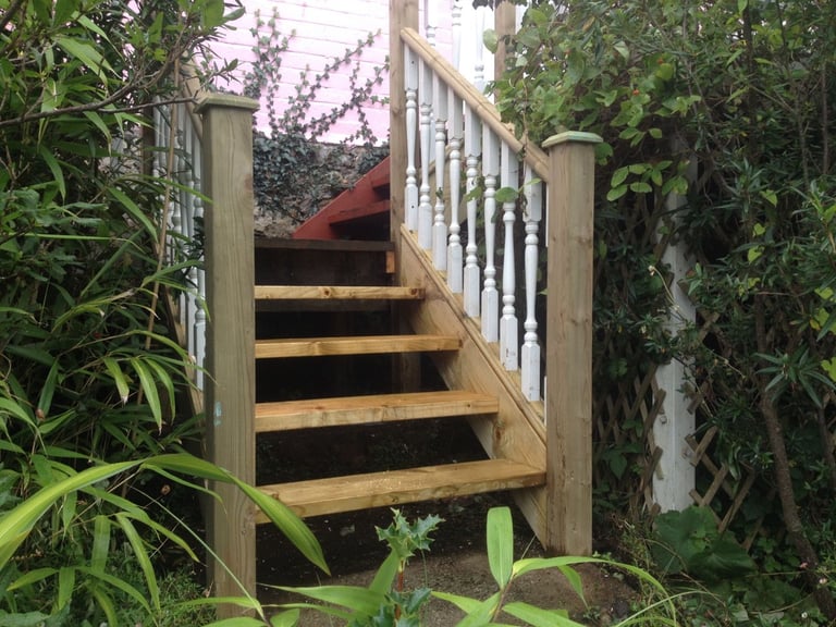 Patio steps completed by PC Landscaping in South Devon