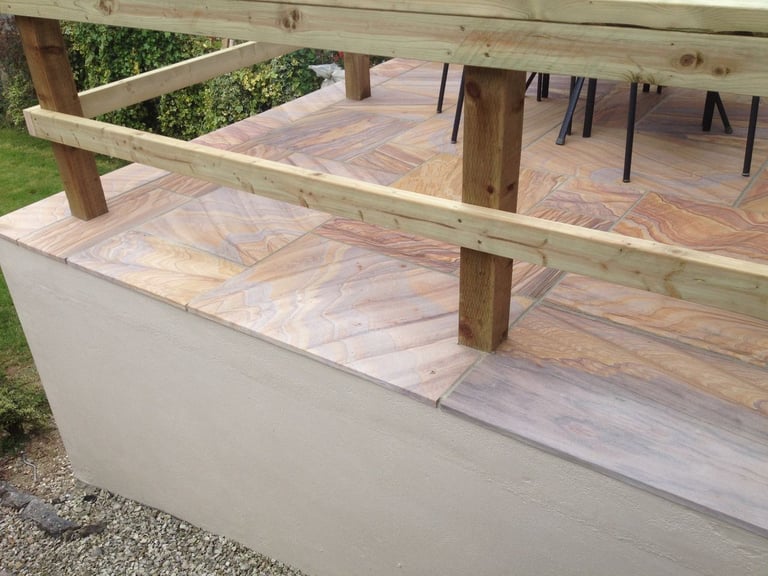 Sandstone patio completed by PC Landscaping in South Devon